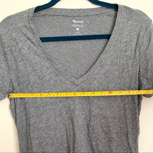 NWT Madewell Cotton V-Neck Pocket Tee Small Gray - Picture 8 of 10